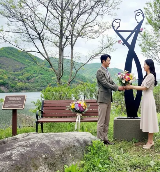 사랑의 벤치 고백 — 설치미술 작품
