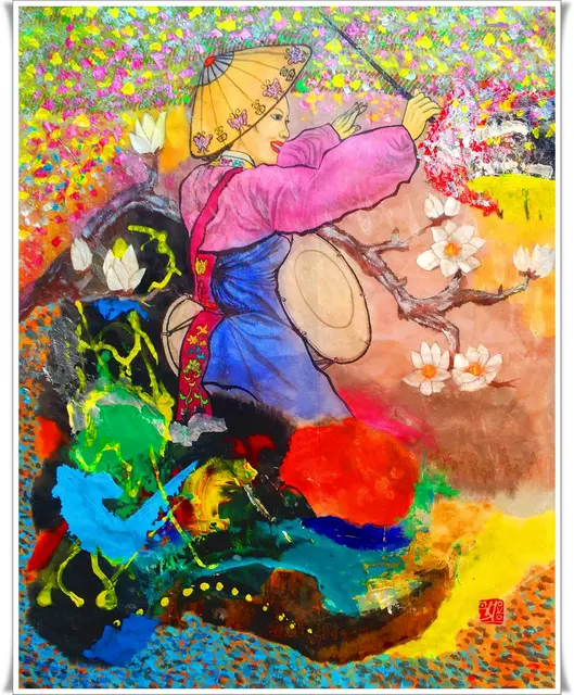 봄축제 — 한국화 작품